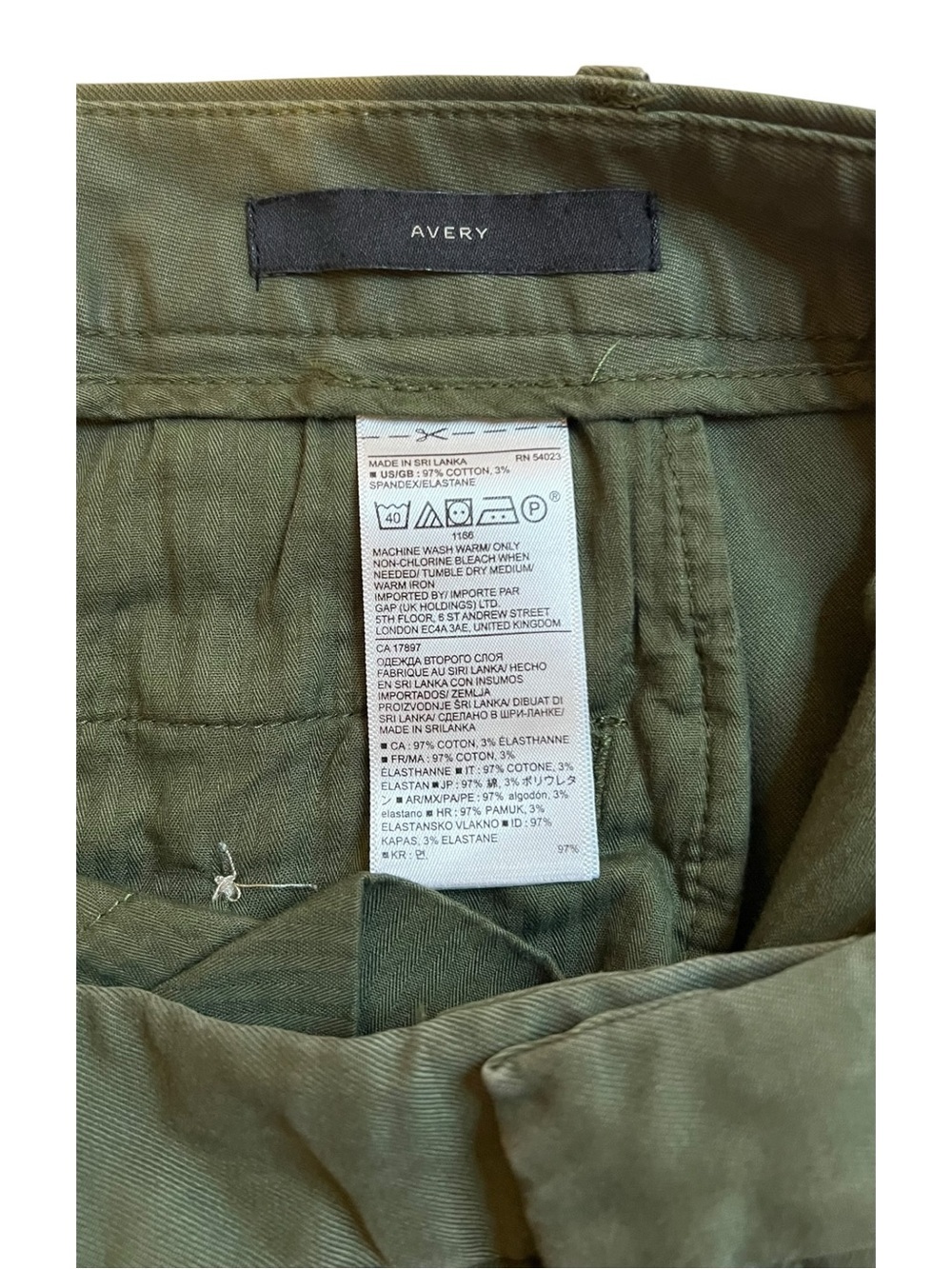 Banana Republic Avery Lace-Up Ankle Chino Pants Olive Green Size 0 - Picture 6 of 6
